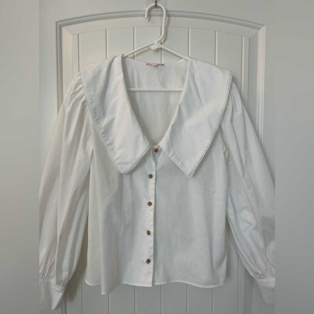 GIANNI BINI white blouse with exaggerated collar